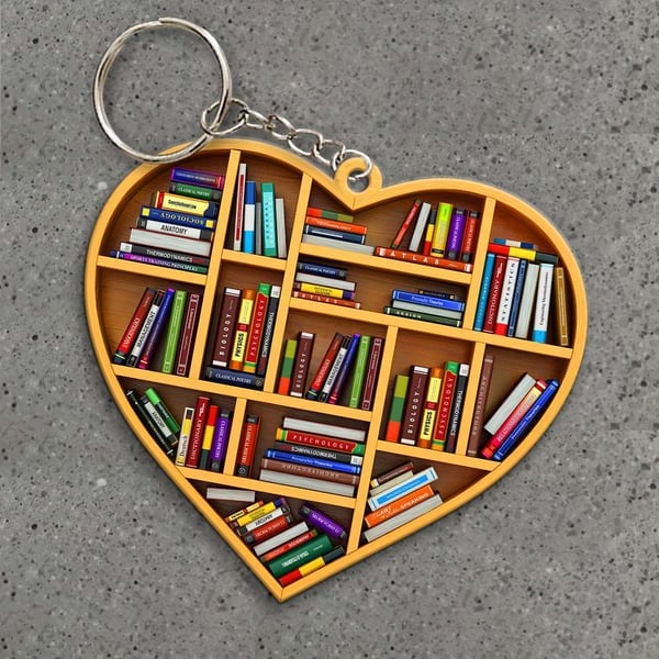 ๐ Book Lovers Heart Ornament (2D Flat)