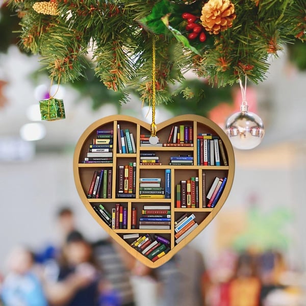 ๐ Book Lovers Heart Ornament (2D Flat)