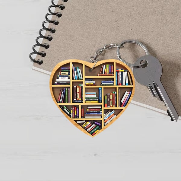 ๐ Book Lovers Heart Ornament (2D Flat)