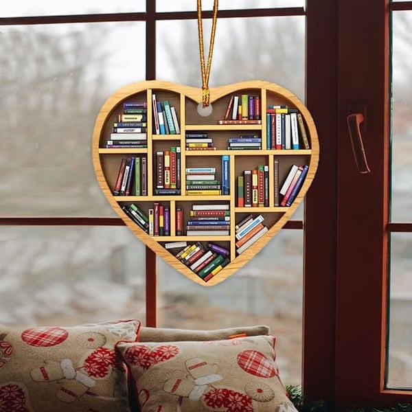 ๐ Book Lovers Heart Ornament (2D Flat)