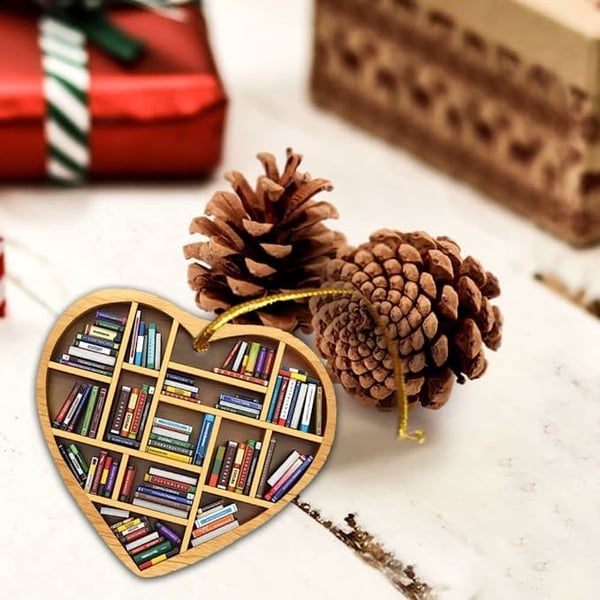 ๐ Book Lovers Heart Ornament (2D Flat)