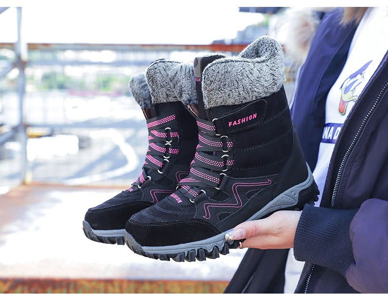 Schneestiefel mit Fußgewölbeunterstützung für Damen, wasserdichte Stiefel für kaltes Wetter