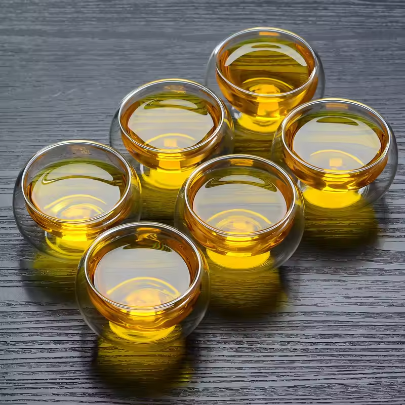 6pcs Heat Resistant High Temperature Explosion Proof Glass Teacup Teaware
