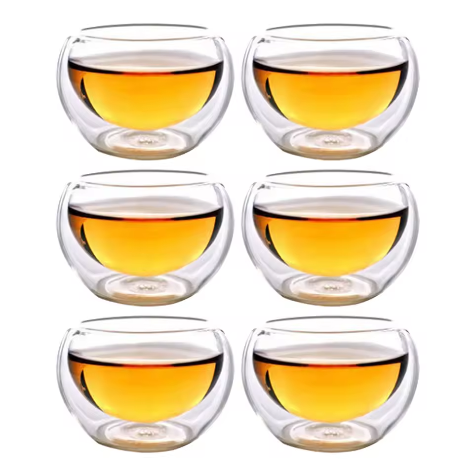 6pcs Heat Resistant High Temperature Explosion Proof Glass Teacup Teaware