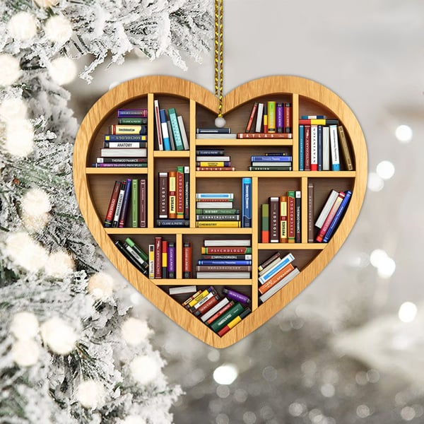 ๐ Book Lovers Heart Ornament (2D Flat)
