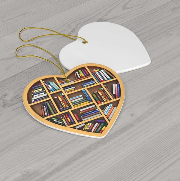 ๐ Book Lovers Heart Ornament (2D Flat)