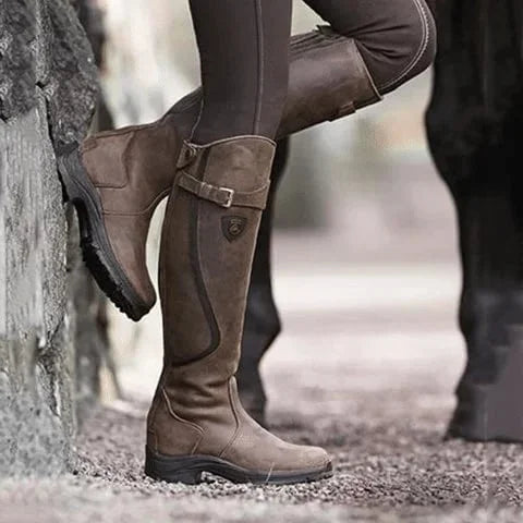 Women's Waterproof Leather Riding Boots