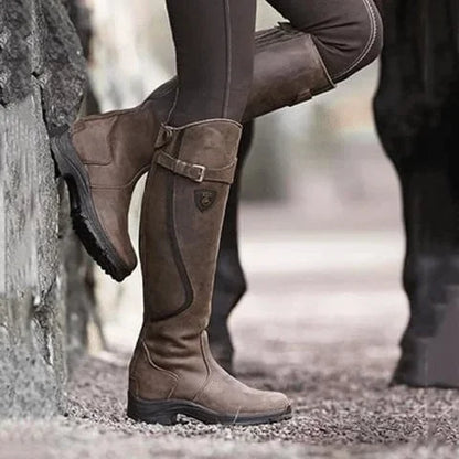 Women's Waterproof Leather Riding Boots