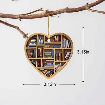 💝 Book Lovers Heart Ornament (2D Flat)