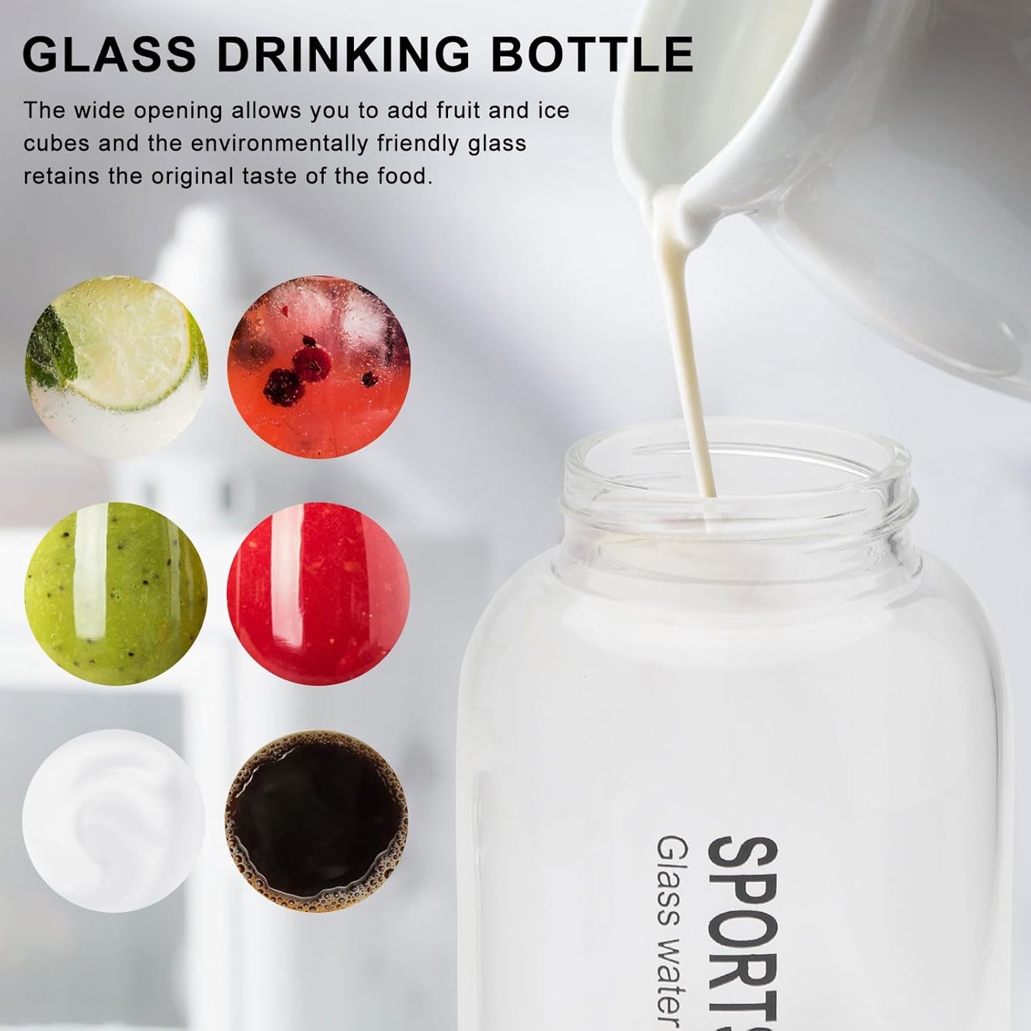 Premium Glass Water Bottle with Strap – Tea & Fruit Infuser, Leakproof, Eco-Friendly Design