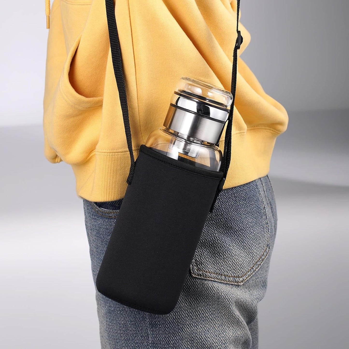 Premium Glass Water Bottle with Strap – Tea & Fruit Infuser, Leakproof, Eco-Friendly Design