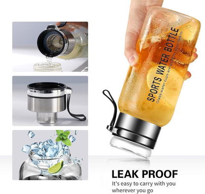 Premium Glass Water Bottle with Strap – Tea & Fruit Infuser, Leakproof, Eco-Friendly Design