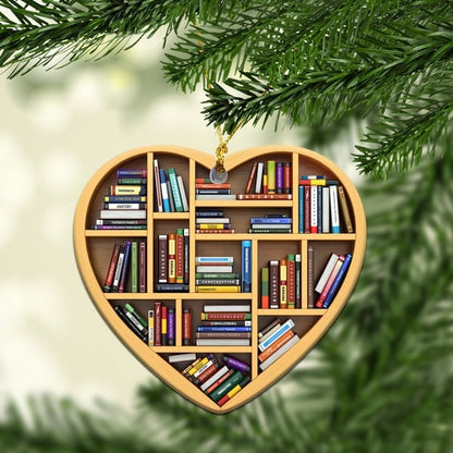 💝 Book Lovers Heart Ornament (2D Flat)