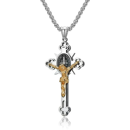 ST.Benedict Protection Cross Power Pendant Necklace