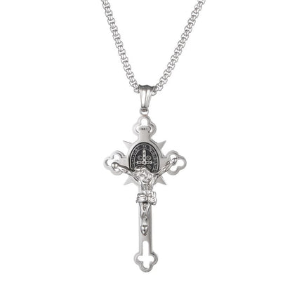 ST.Benedict Protection Cross Power Pendant Necklace