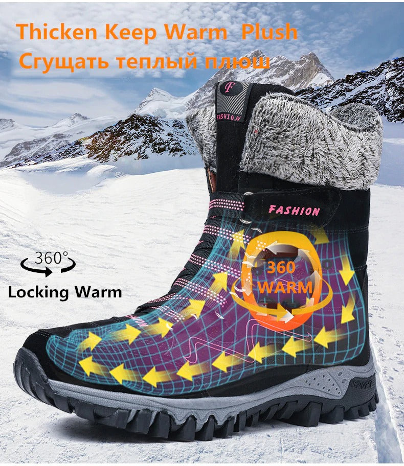 Women's Arch Support Snow Boots, Cold-Weather Waterproof Boots