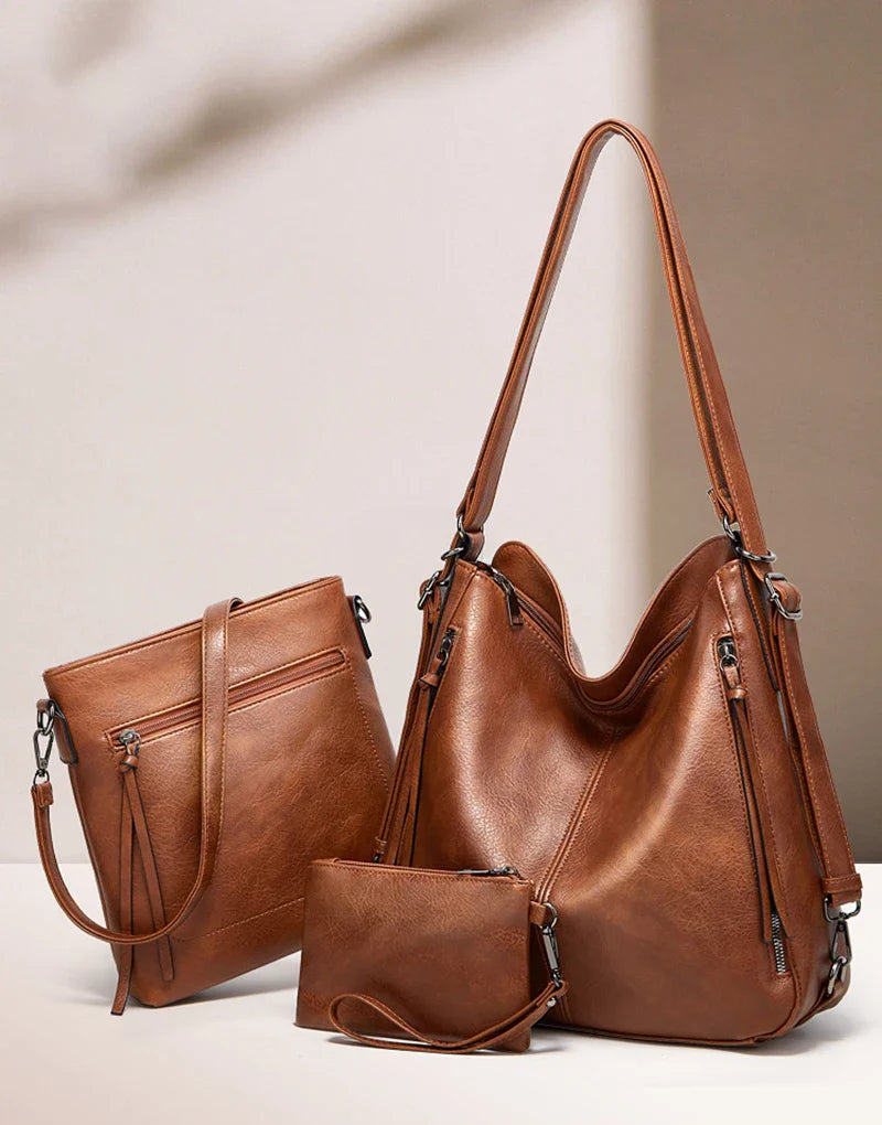 Women's Leather Crossbody Bags-Set of 3