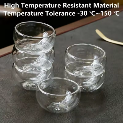 6pcs Heat Resistant High Temperature Explosion Proof Glass Teacup Teaware