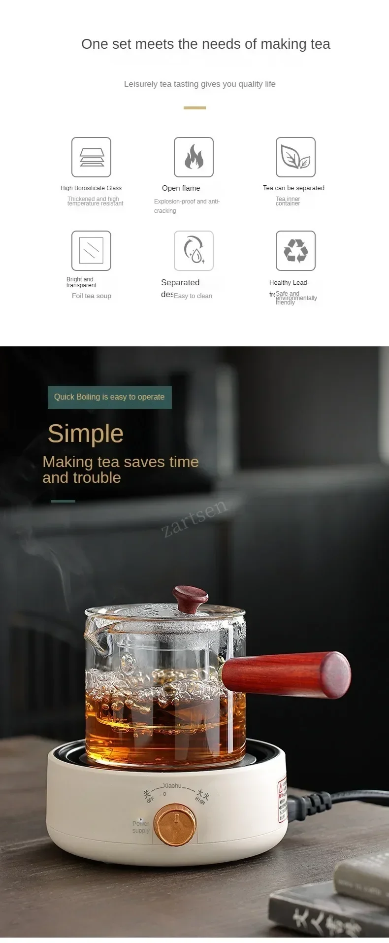 Electric Ceramic Stove Home Office Tea Stove, Auto Keep Warm