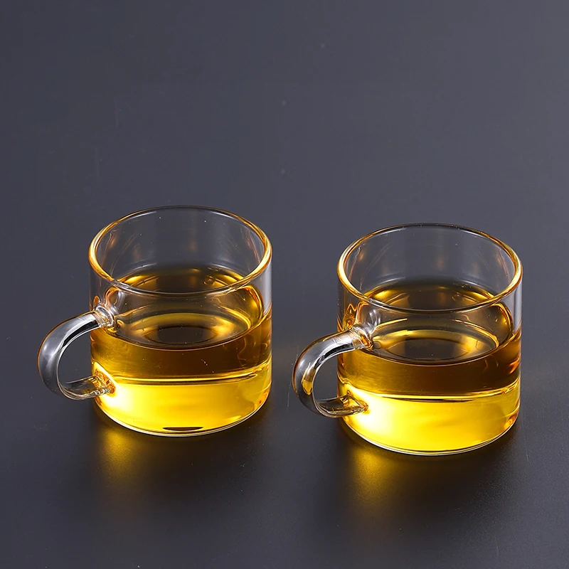 6pcs Set 80ml Transparent Glass Cup for Hot Tea Teaware with Handle