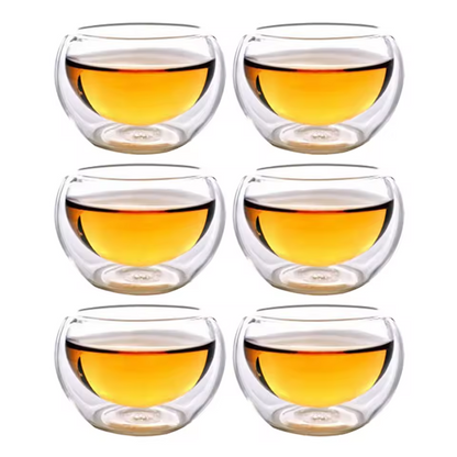 6pcs Heat Resistant High Temperature Explosion Proof Glass Teacup Teaware