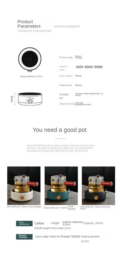 Electric Ceramic Stove Home Office Tea Stove, Auto Keep Warm