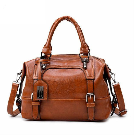 Hochwertige Einkaufstasche aus Leder im Vintage-Boho-Stil