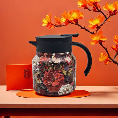 🎁 Last day 49% OFF - CozyTeapot® Vintage Floral Pattern Tea Thermos – Built-In Infuser