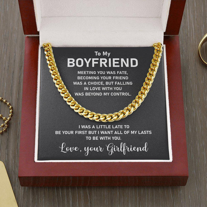 To My Boyfriend-Silver And Gold Cuban Chain For Men