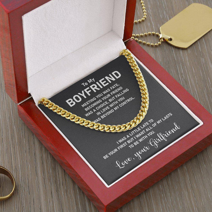 To My Boyfriend-Silver And Gold Cuban Chain For Men