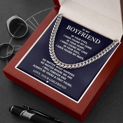 To My Boyfriend Necklace- Silver Cuban Link Chain-In Your Eyes