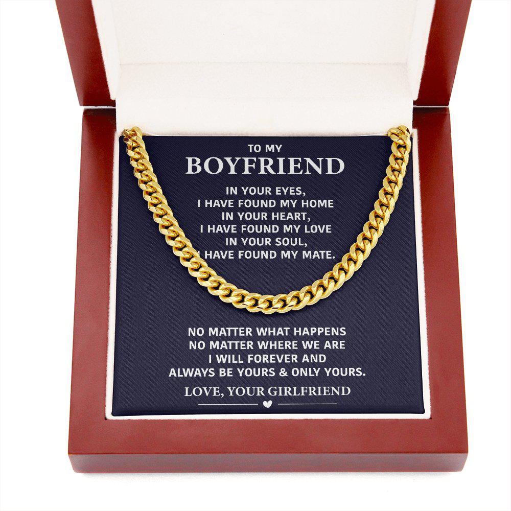 To My Boyfriend Necklace- Silver Cuban Link Chain-In Your Eyes