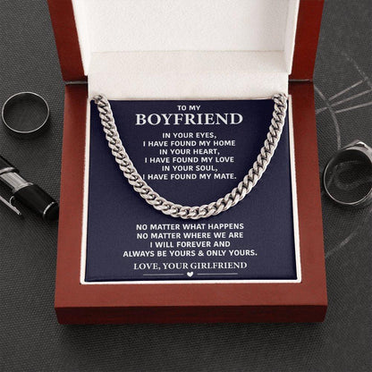 To My Boyfriend Necklace- Silver Cuban Link Chain-In Your Eyes