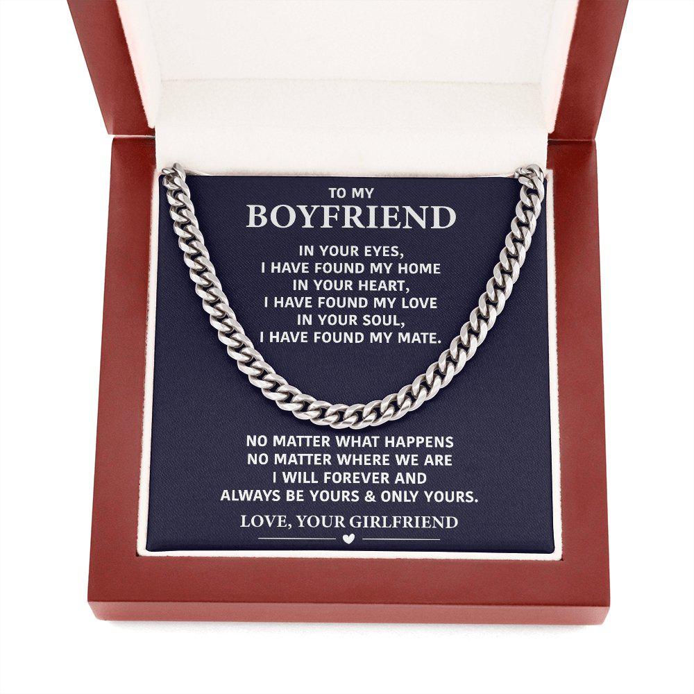 To My Boyfriend Necklace- Silver Cuban Link Chain-In Your Eyes