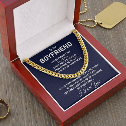 To My Boyfriend- Promise Necklace For Men-Cuban Link Chain