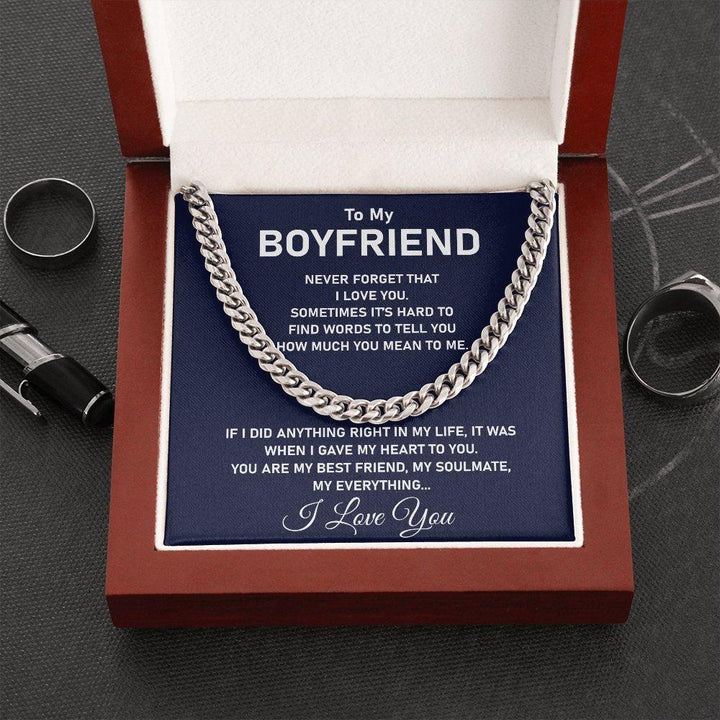 To My Boyfriend- Promise Necklace For Men-Cuban Link Chain