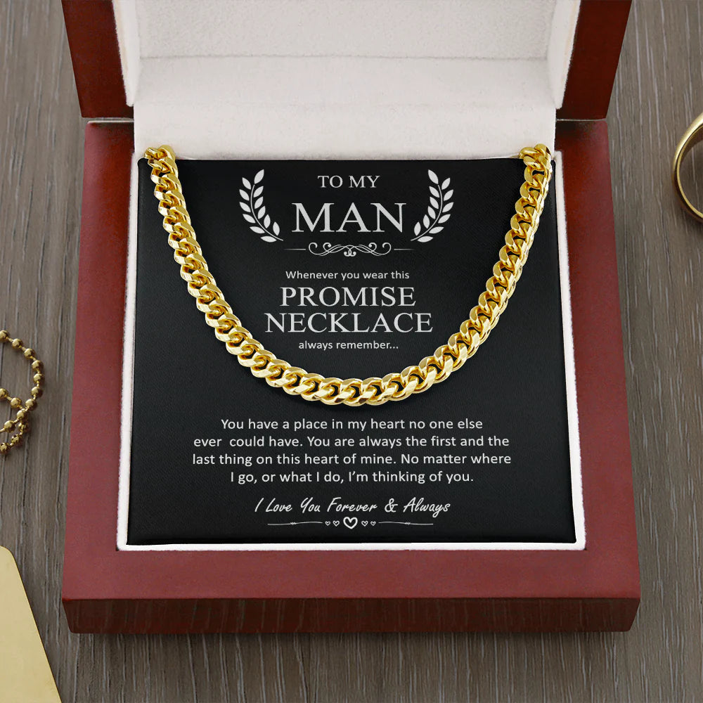 To My Man Cuban Link Chain, Christmas Gift for Man, Valentines Day Gift for Him, Husband Boyfriend Gift, Christmas Jewelry Gift