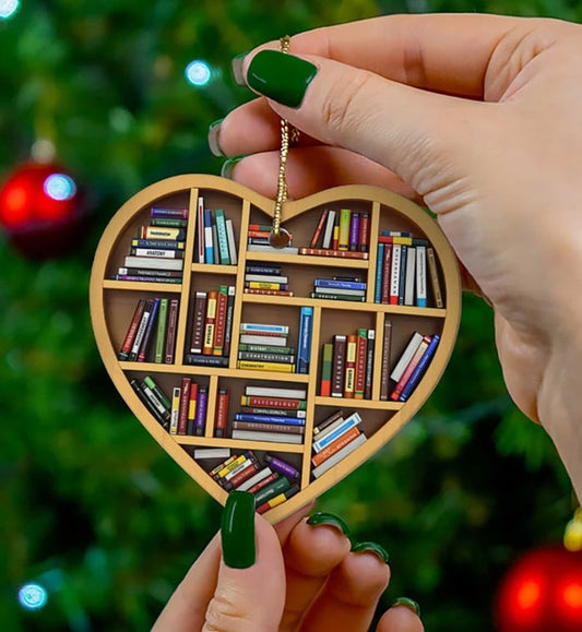 💝 Book Lovers Heart Ornament (2D Flat)