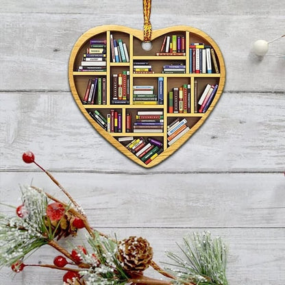 💝 Book Lovers Heart Ornament (2D Flat)