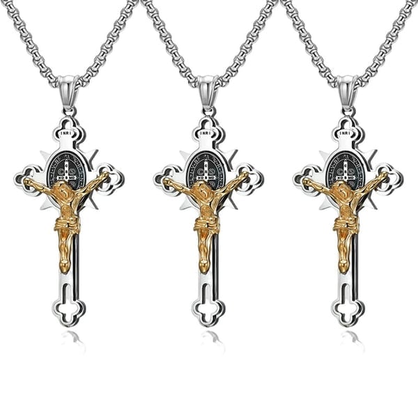 ST.Benedict Protection Cross Power Pendant Necklace