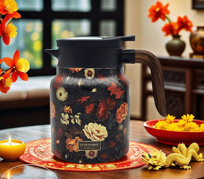 🎁 Last day 49% OFF - CozyTeapot® Vintage Floral Pattern Tea Thermos – Built-In Infuser