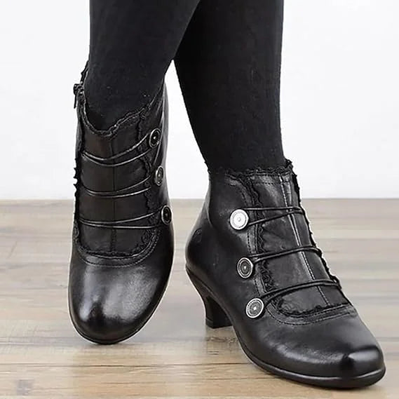 On This Week Sale Off 45%🎁 Women's Victorian Black Lace-Trimmed Button Ankle Boots