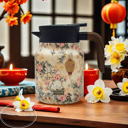 🎁 Last day 49% OFF - CozyTeapot® Vintage Floral Pattern Tea Thermos – Built-In Infuser