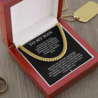 To My Man Necklace-Gold And Silver Cuban Chain Necklace