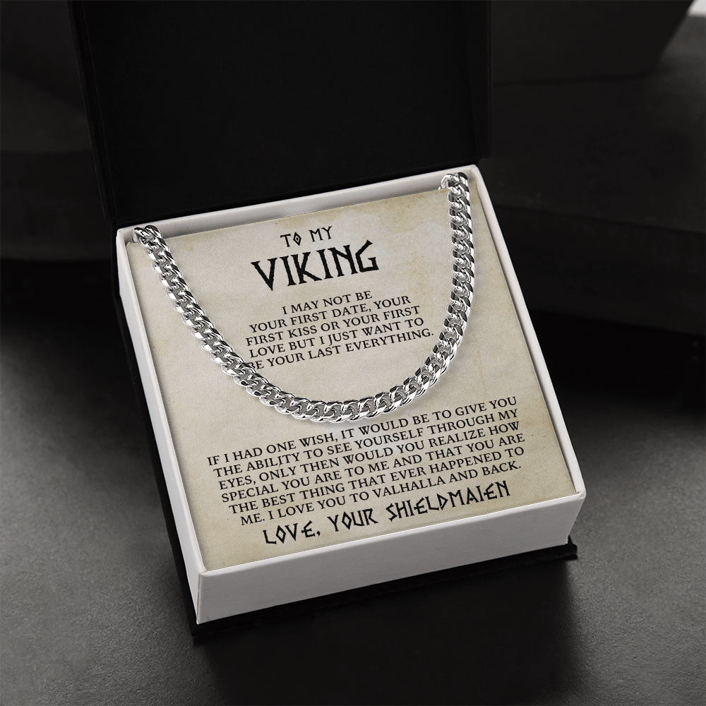 To My Viking - I Love You to Valhalla and Back - Cuban Chain Necklace