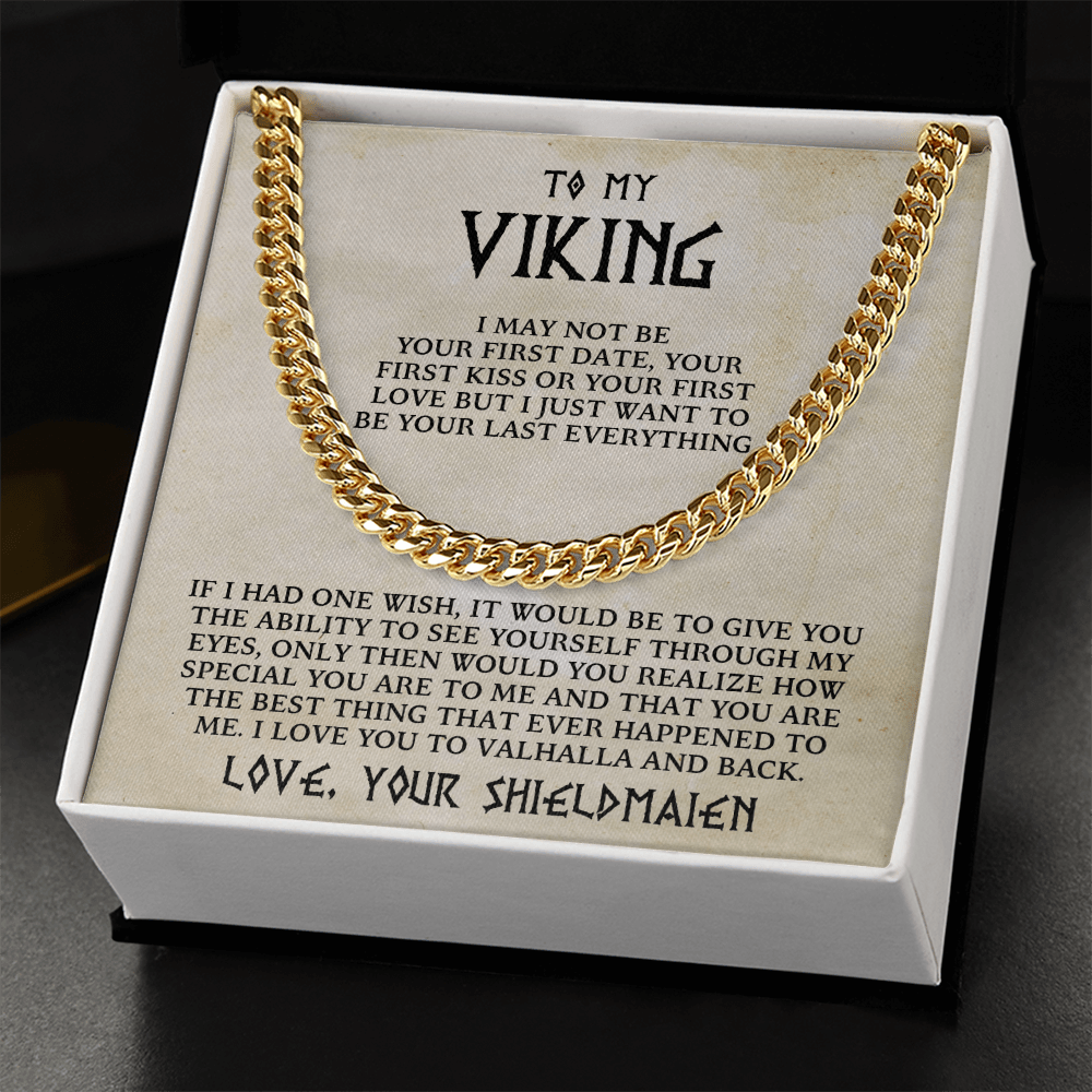 To My Viking - I Love You to Valhalla and Back - Cuban Chain Necklace