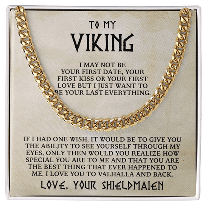 To My Viking - I Love You to Valhalla and Back - Cuban Chain Necklace